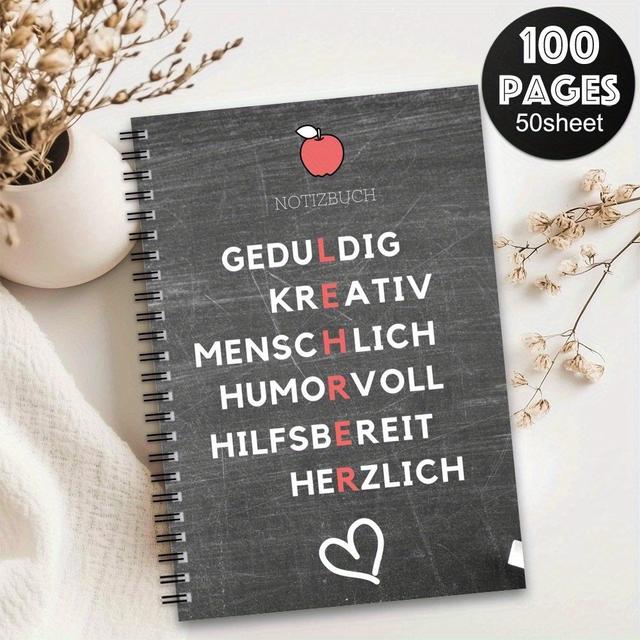 TEMU 1 Stück Deutschsprachiges Abschlussgeschenk Spiralblock Notizbuch, Dankeschön-Geschenk für Lehrer, Abschiedsgeschenk, Schulbedarf, Schülerparty, Abschlussfeier