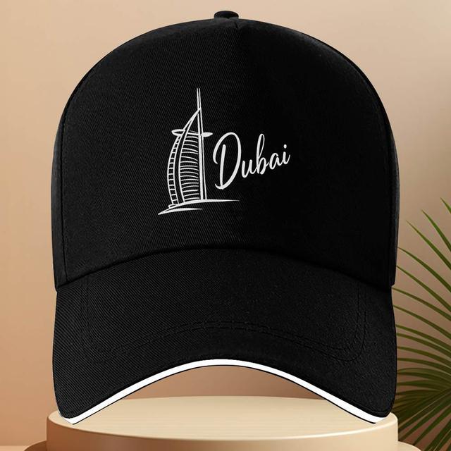 TEMU 1pc "dubai" With Iconic Building, Caps, Unisex, Travel Caps, Good For .