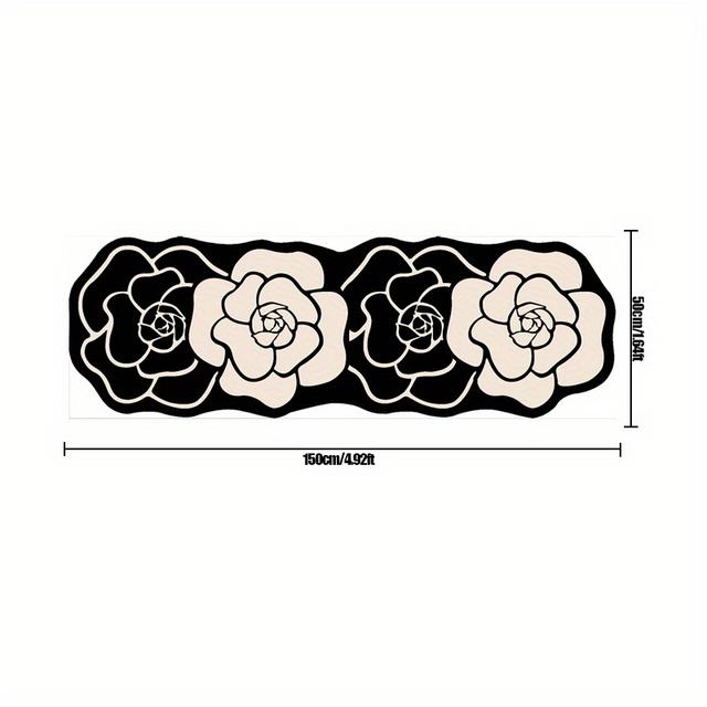 TEMU トなカメリア形状のエリアマット - 滑り止め、柔らかいポリエステル、手洗いのみ、リビン、ベッドルーム、バスルーム、コーヒーテーブル用のライト、ルデザイン、リビン用ラグ