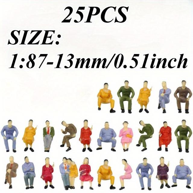 TEMU 25/50 st Sittande Figurer i O Gauge 1:87 Skala för Järnvägslandskap, för Miniatyr Modell Tågsetups