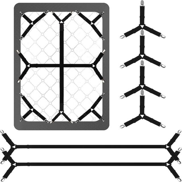 TEMU Bed Sheet Straps, 6pcs Secure And Fitted Sheet Straps For Full Size Bed, Adjustable Sheet Clips For Perfectly Fitted Sheet Straps Holders For Corners, Enhance Your Sleeping Experience (black)