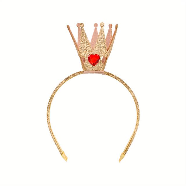 TEMU Tiara de Glitter Dourada com Pedra Vermelha - Acessório Boho para Aniversários, Formaturas e Ocasiões Especiais