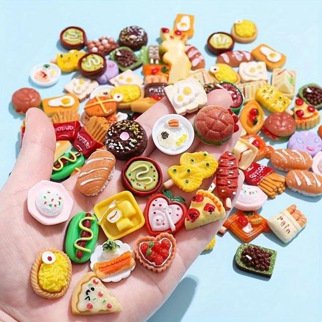 TEMU 2.78oz / 1:12 Mini Food Kitchen Toy Set, Suitable For Children, Ice Cream Pizza Bread Dollhouse Accessories/ Due To Different Sizes, The Is Approximately: 28-35pcs