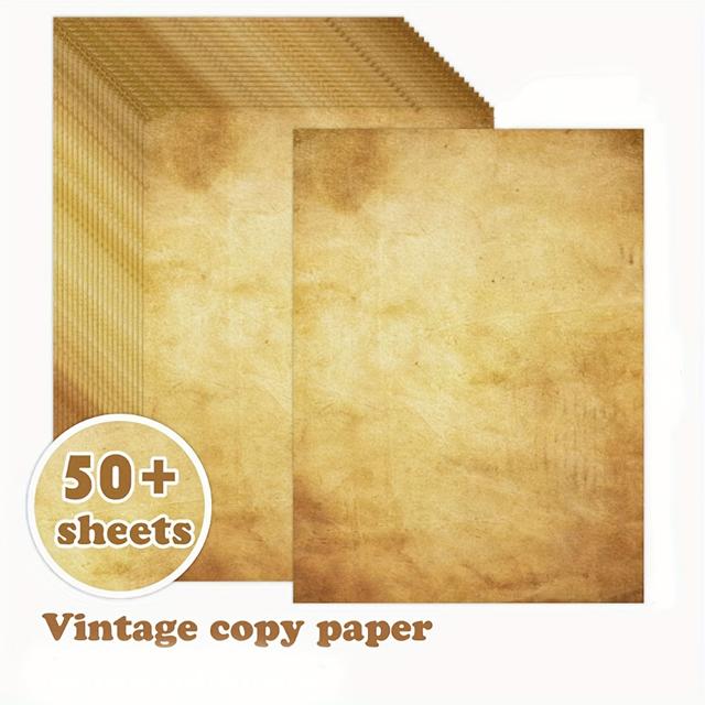 TEMU 50 Sheets Of A4 Double-sided Retro Stationery Paper - Over 50 Years Of Aged Parchment Texture, Premium Invitations, , Office And School Supplies, Office | Textured Paper | Nostalgic Aesthetics