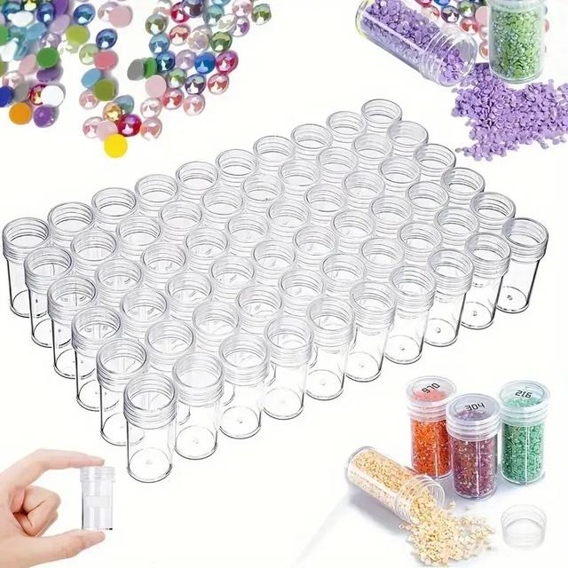 TEMU 60 Round Bead Storage Containers - Durable Plastic Storage Containers For Diamond Painting, Jewelry, Pills, Etc. - Portable Handicraft Additions Set