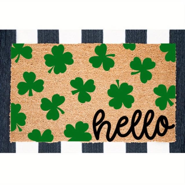 TEMU Shamrock Hello Doormat, 's Day Doormat, Spring Doormat, Shamrock Doormat, St. Day Doormat, Clover Doormat, Welcome Mat, 16x24in & 18x30in, Holiday Decor, Seasonal Welcome Mat