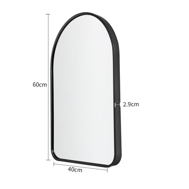 TEMU 1pc Elegant Arched Wall-mounted Vanity Mirror Makeup Mirror With Black Aluminum Frame - Rust-proof, Glass Surface For Bathroom & Bedroom Decor