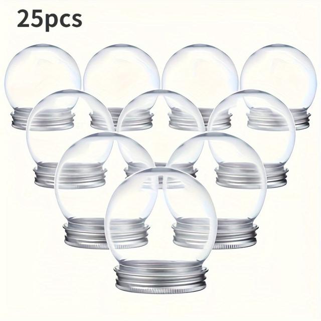 TEMU Balení 25 ks průhledných plastových sněhových koulí o hmotnosti 5.07Oz s víčkem, vánoční ozdoba, slavnostní potřeby pro domácnost a kuchyň, bez nutnosti napájení