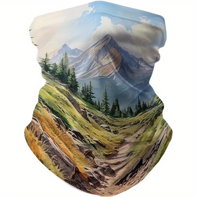 TEMU Berglandschaft-Druck Gesichtsschal – Verwandeln Sie Ihren Nackenschutz mühelos in ein stylisches Stirnband oder Gesichtsmaske