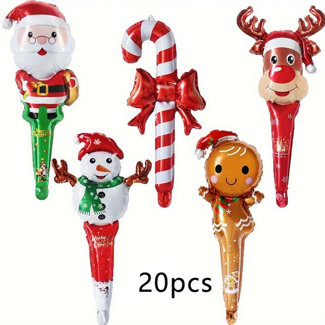 TEMU 20 ballons de Noël portables en aluminium, décorations festives avec , Père Noël, et sapin de Noël. Parfaits pour décorer les fêtes d'anniversaire et les événements sur le thème de Noël.