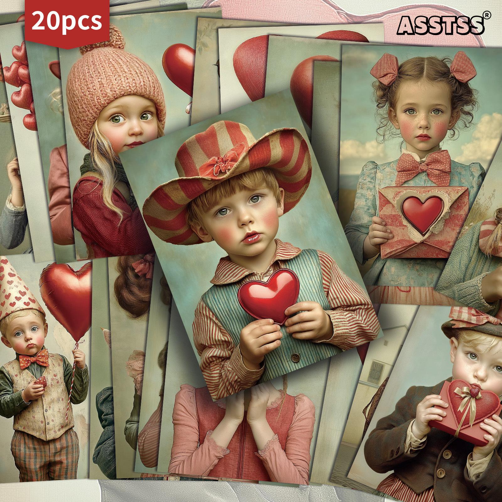 TEMU 20-Pack ASSTSS Valentijnsdag Hart Cadeaubonnen | 4x6 Inches Retro Junk Journal Papier, Klassieke Illustraties, Verzamelbare Decoratieve Schilderkunst Kaarten voor Scrapbooking & Crafting