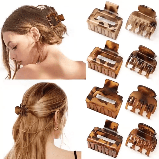 TEMU A Set Of 8 Elegant Vintage Leopard Print Hair Clips, Featuring And A Stylish , Suitable For Hairstyles Including Bangs And Side Clips, Casual Wear, Gatherings, Parties, And