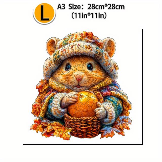 TEMU Winter Squirrel Kitten Wooden Puzzle, Exquisite Paper Box, Animal Puzzle Toy, Suitable For Wooden Gifts Ages 3+, Irregular Animal Shaped Wooden Puzzle