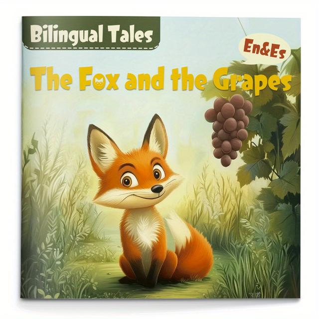 TEMU Zweisprachiges Geschichtchenbuch Der Fuchs und die Trauben | Klassische Äsopsfabel | Lehrt den Wert der Beharrlichkeit | Kinder von 3-12 Jahren
