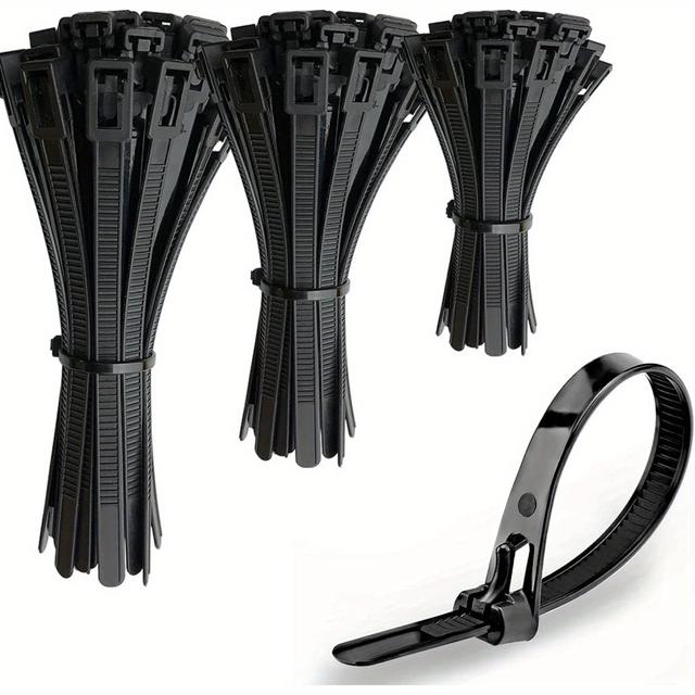 TEMU A Set Of 150 Reusable Ties, Of To 120lbs, In Sizes Of 150mm, 200mm, And 300mm, With 50pcs For Each Size Of 6", 8", And 12". Strong Nylon Zip Ties Are Releasable Plastic Tie Wraps