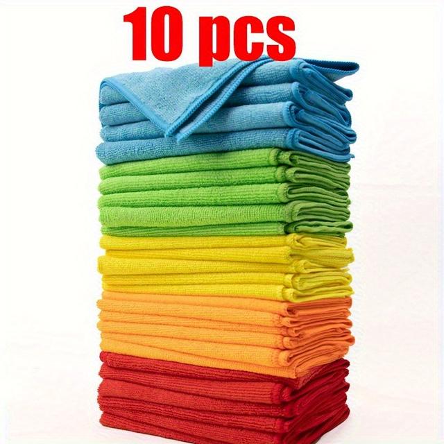 TEMU 20/10pcs, Versatile Microfiber Cleaning Towels, Reusable Cleaning Cloths - Absorbent, Durable, Quick-drying, Suitable For Kitchen, Yard, And Commercial Cleaning, Machine Washable, A Gift For
