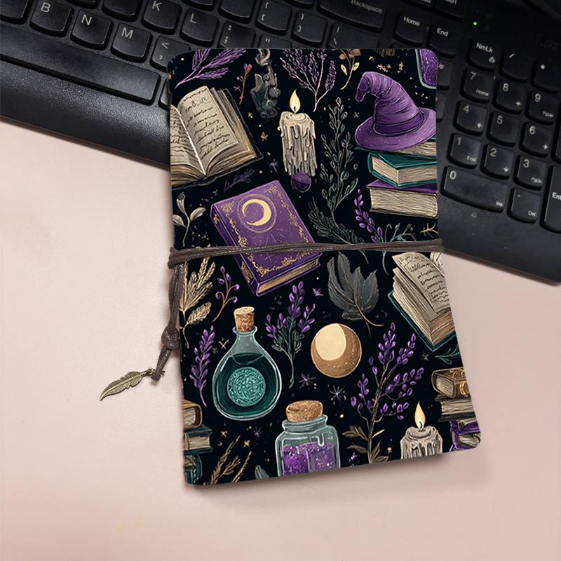 TEMU A6 Handmade Journal For Garden Enthusiasts Ideal For Plant Maintenance Records And Creative Featuring Designs Of Books, Hats, Candles, And Herbs, For Halloween