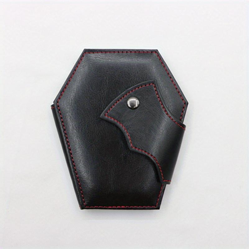 TEMU Portafoglio a forma di bara, Porta carte di Halloween pieghevole con , Porta carte a forma di ala in cucito a