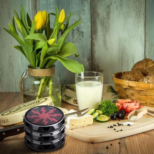 TEMU Black And Red 6.3 Cm, 4pcs, Transparent Top Mill-aluminum With Pollen Scraper And Cleaning Brush