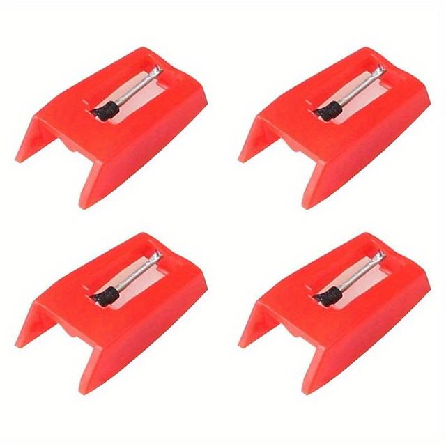 TEMU 4pcs Universal Replacement Stylus Needles For Vinyl Record Player - Red Plastic, Fits Multiple Models, , & Functionalit