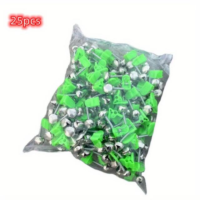 TEMU 25/50pcs Campana Verde para Caña de Pescar con Doble Alarma, Campanas de Acero Inoxidable para Pesca Nocturna, Diseño Antideslizante para que se Solteen, Perfecto para y Equipo Exterior