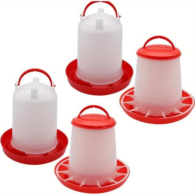 TEMU Plastik-Hähnchenfutter- und Wasseranschluss-Kit, hängend, 3,17 Quart, Geflügelwasserfontäne & 6,6 lb Futter, ohne Batterie, ohne , für Hühner, Enten und Gänse