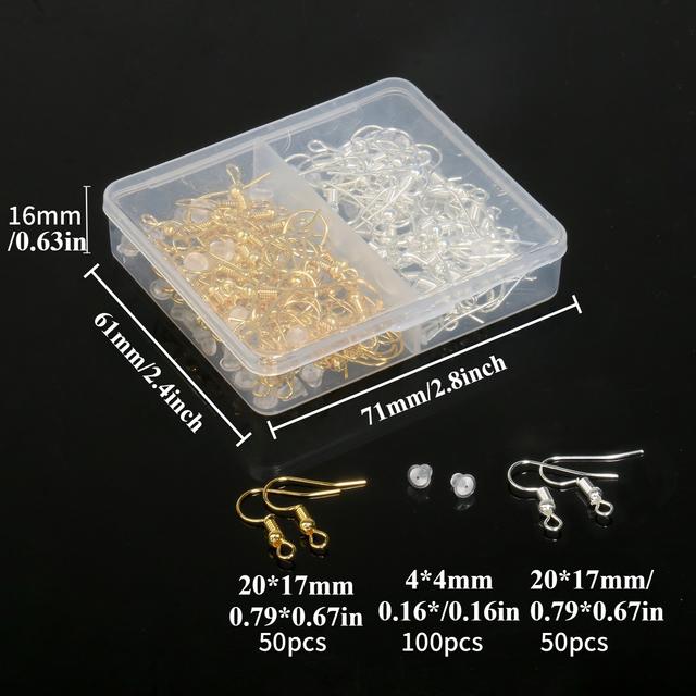 TEMU 100 piezas de ganchos y tapones de acero inoxidable para la fabricación de pendientes hechos a mano