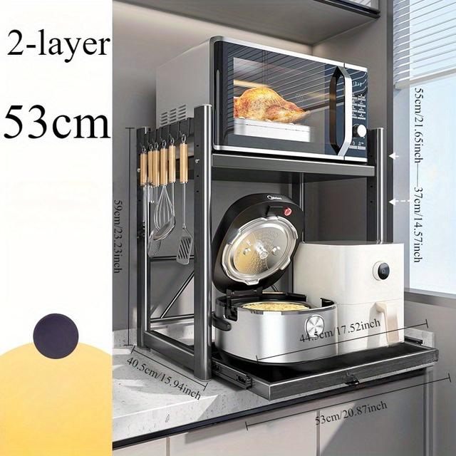 TEMU 1pc Küche Reis Kocher Lagerung Rack Arbeitsplatte Pull-out Multifunktionales Stufen Haus Ofen Organizer Mikrowelle, Utility Racks