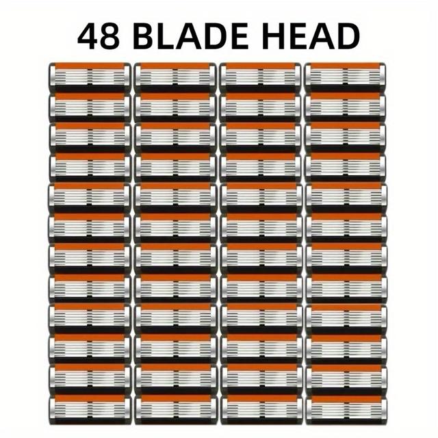 TEMU 48 Stück, Herren Rasierklingen-Ersatzteile, 6-lagiger Edelstahl-Handrasierer mit Hautschutzsystem, Klassisches Rasierwerkzeug für Männer, sorgt für ein glattes Rasiererlebnis