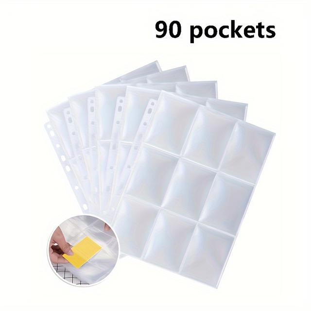 TEMU 90 Sleeves For Trading Cards And A4 Binder Pouches - Compatible With 2, 3, Or 4 Ring Binders, Ideal For Sports And Outdoor Fans, Made From Durable Pvc Material.