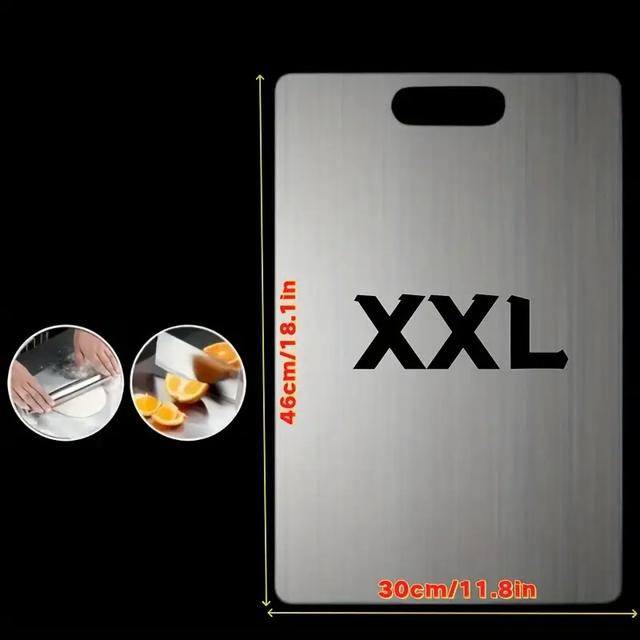 TEMU لوح تقطيع من الفولاذ المقاوم للصدأ، متين ومحمول للمطابخ المنزلية والتخييم، لوح تقطيع غير قابل للانزلاق بتصميم سميك