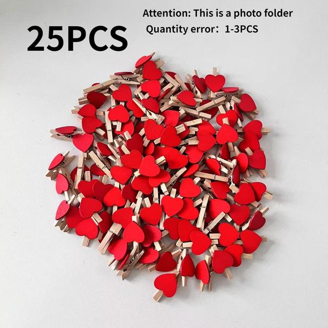 TEMU Miniaturowe drewniane spinacze w kształcie czerwonych serc - idealne do dekoracji domu, na wesela i imprezy. Te klipsy do zdjęć papieru są idealne do rękodzieła i tworzenia banerów (25 szt.)