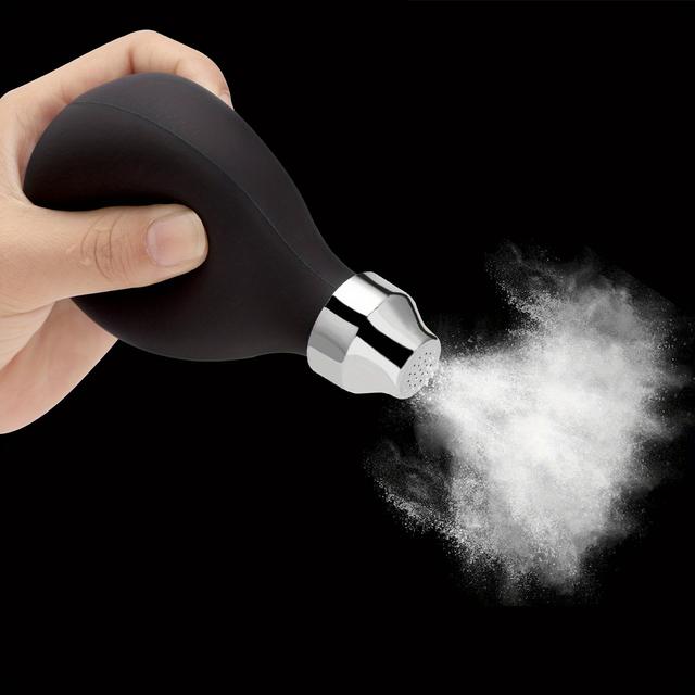 TEMU 1pc Black Silicone Talc Powder Spray Bottle – Reusable, Refillable Hair Salon Stylist Tool For Easy Powder Dispensing, Pvc-free, For Professional Or Home Use