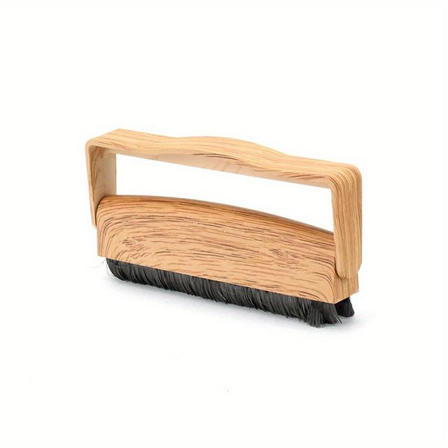 TEMU Wood-tone Vinyl Record Cleaner Brush - Anti-static Carbon Fiber, Dust & Stain Removal For Turntables - Light Brown