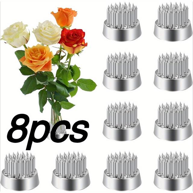 TEMU Kenzan Ikebana de Flores, Japonês com , Ferramentas Prateadas, Suporte de Metal para Arranjos com Pedras Sintéticas para Vasos