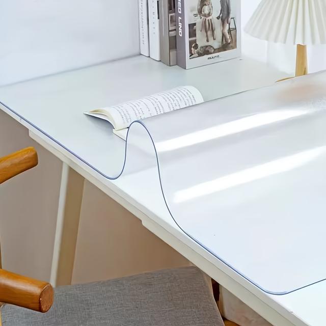 TEMU Doorzichtige Bureaumat: Hittebestendig, Waterdicht PVC Materiaal, Afgeronde Hoeken, Antistatisch, Thermische Isolatie, Hoge Transparantie voor Kantoor & Thuiswerkruimte, Extra Bureaumat