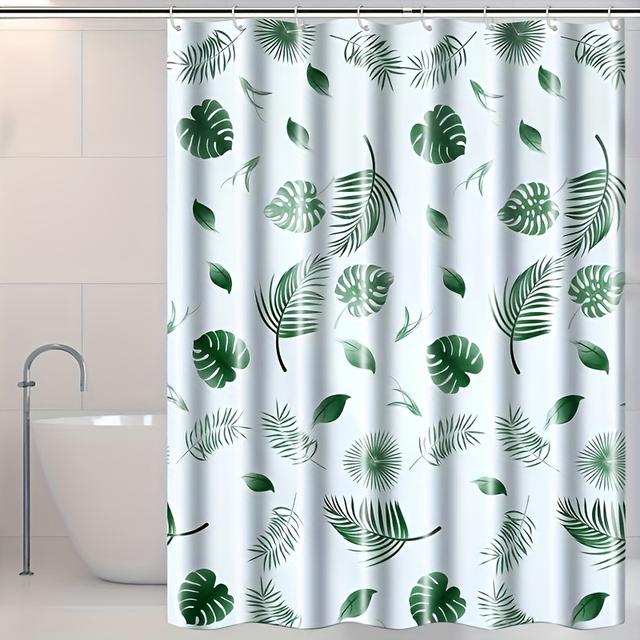 TEMU 1pc Extra Large Size Fashion Tropical Floral Shower Curtain Oversized Shower Curtain Plastic Large Size Shower Curtain Liner With Hooks, Top Metal Grommets, Bathroom Decor, Curtains , Home Decor
