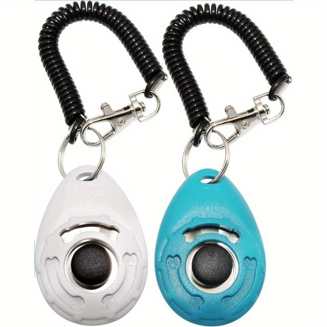 TEMU 2pcs Pet Training Clicker With Wrist Strap - Versatile For Dogs, Cats, Horses, Birds, And - Durable Plastic, Blue Accents