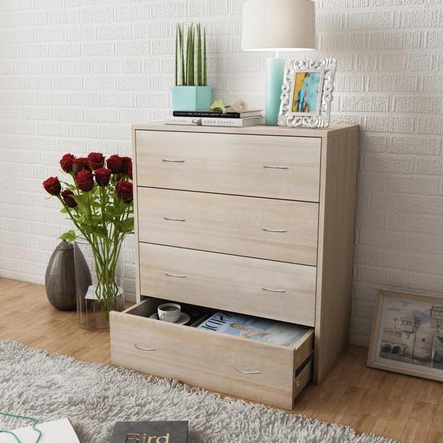 TEMU 4-tier Wooden Buffet Cabinet With Lock, 60 X 30.5 X 71cm, Natural - Ideal For Displaying Books, Magazines, And More, Storage Cabinets
