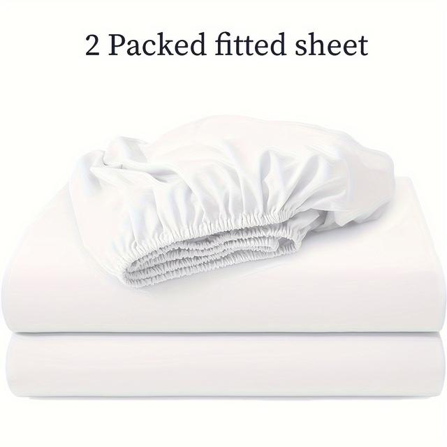TEMU 2pcs Soft And Comfortable Fitted Sheet, Breathable And Washable, Suitable For Bedroom, , And School Use, , New Year Gift