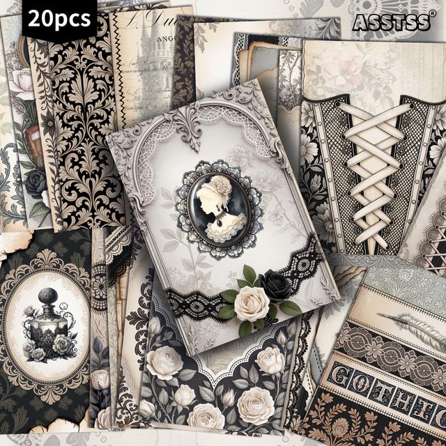 TEMU 20-pack Asstss Rose Lace Lady Cards - Retro Pinup Illustrations, Victorian Suitable For Scrapbooking, Junk Journals, Collectible Gift Cards & Crafting (4x6 Inches, Paper)