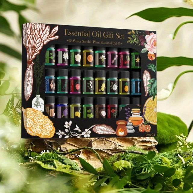 TEMU 24 Mini Bottles Of Floral And Fruity Essential Oils With 24 Scents, Home Fragrance Accessories, Rose, Lavender, Cherry , Etc., Suitable For Birthday Gift Sets, Valentine's Day Gift Set Boxes