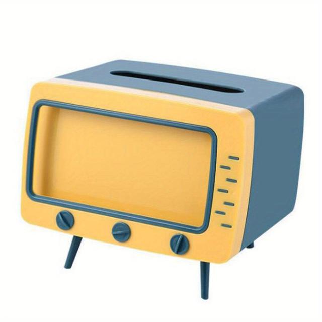 TEMU Desktop Mobile Phone Holder Home Office Creative Multifunctional Tv Shape Tissue Box
