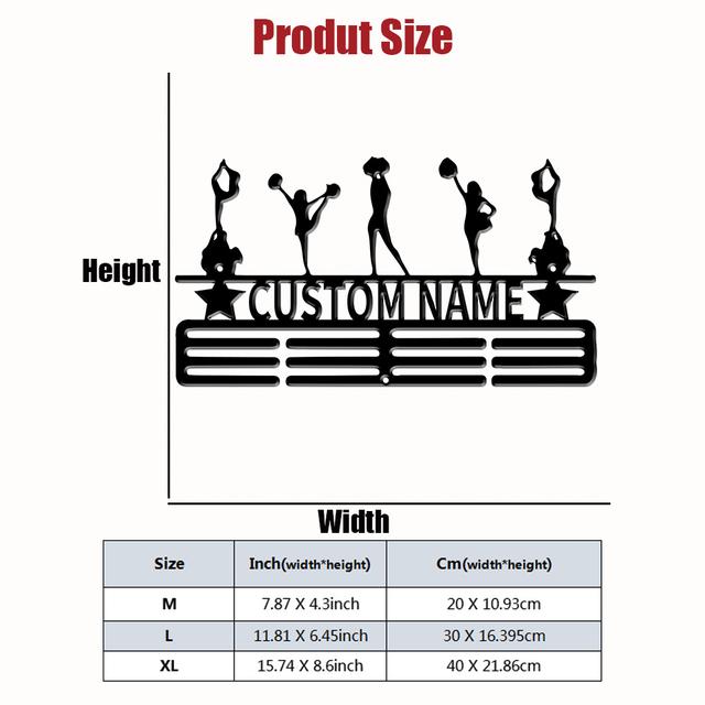 TEMU 1pc Customizable Sports Medal Holder - Metal Cheerleader Wall Art, No Electricity Required, Ideal For Running, Marathon, Carnival, Party Decor, Christmas, Thanksgiving, Valentine's Day Gifts