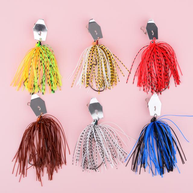 TEMU 6pcs Fishing Lures Set Spinner Artificial Bait Skirts Kit Weedless For Pike Swimbait Walleye