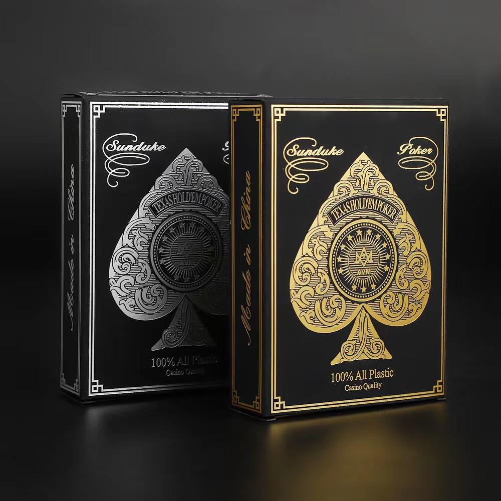 TEMU Set Of 2 High-end Cards With Golden And Silver Edges - Featuring Golden Embossed | Waterproof And Wear-resistant Material | Professional 'em | Board Game Card Gift Box | Essential For Party Games