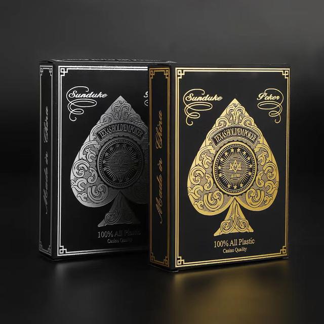 TEMU Set Of 2 High-end Cards With Golden And Silver Edges - Featuring Golden Embossed | Waterproof And Wear-resistant Material | Professional 'em | Board Game Card Gift Box | Essential For Party Games