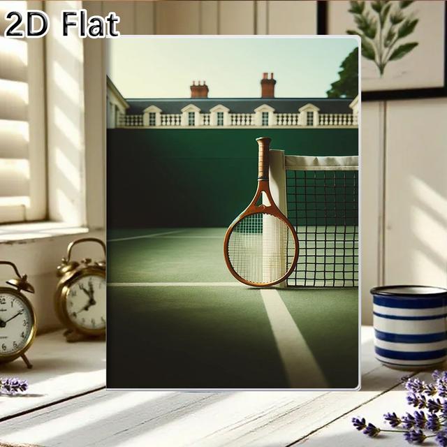 TEMU 1pc Tennis-themed Notepad & Journal - Personalizable Name/text, Horizontal Ruled Pages, Aesthetic Cute Tennis Cover, Durable Binding For School, College, Office, Business - Izable Stationery
