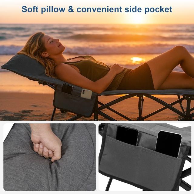 TEMU Camping Bed, Foldable Camp Bed, Foldable Guest To 150kg For Indoor, Outdoor, Beach And Garden (gray)