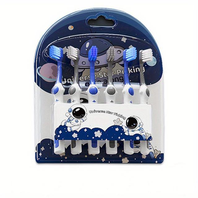 TEMU 6pcs Cartoon Astronaut Student Family Soft Bristle Toothbrush